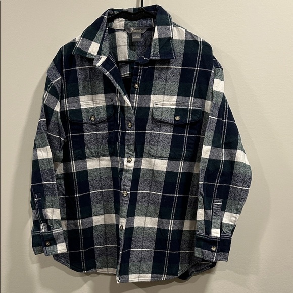 Natural Reflections Blue and Green Plaid Shirt - Picture 1 of 3